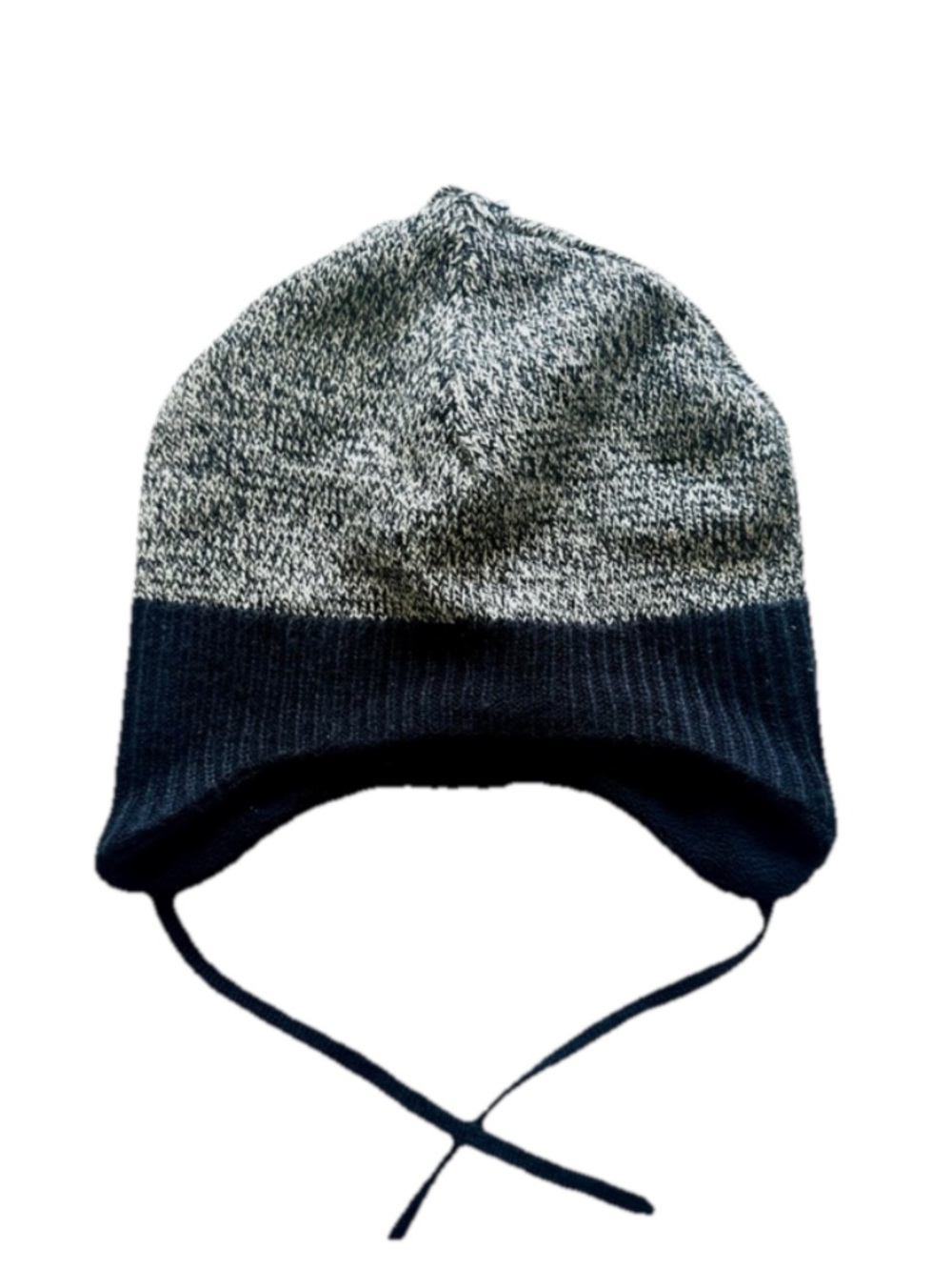 H&M Kids Gray and Black Knit Earflap Hat with Ties